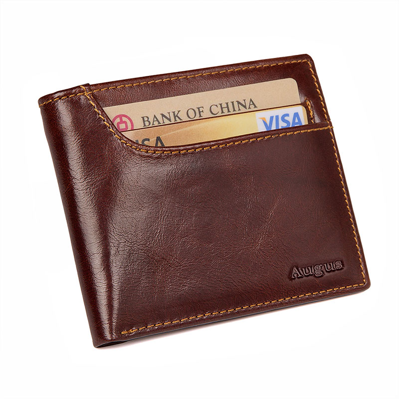 R-8104Q-1 Multi-function Cow Leather Wallet RFID Card Holder for Men 