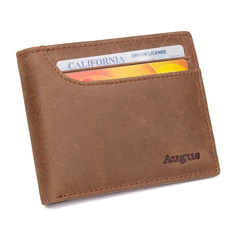 R-8104R-1 Crazy Horse Leather Wallet RFID Card Holder 