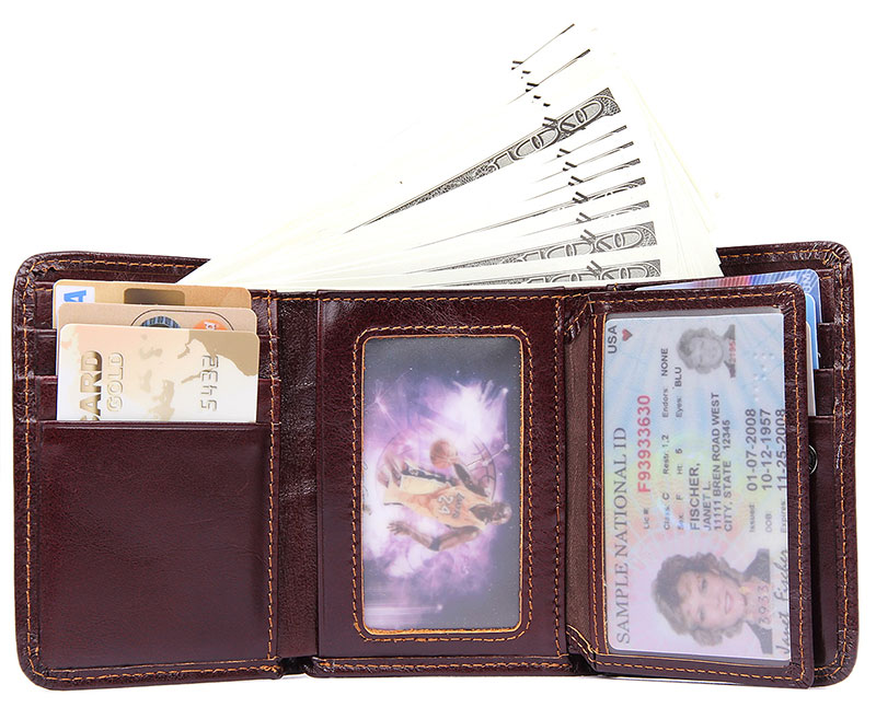 R-8106C-1 Wholesale RFID Card Holder for Men Photo Window Wallet