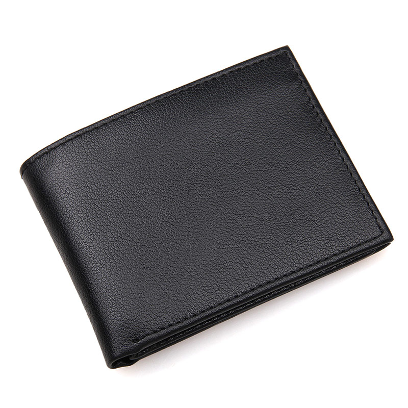 R-8135A-1 Black Real Cow Leather Wallet for Men Leather RFID Card Holder 