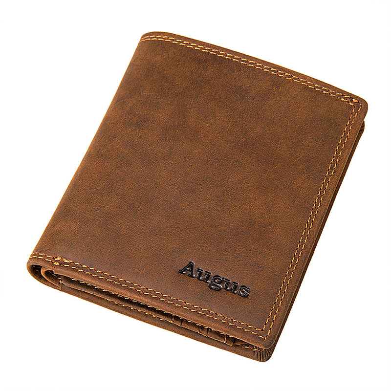 R-8144R-1 Crazy Horse Leather Pocket Wallet for Men RFID ID Holder 