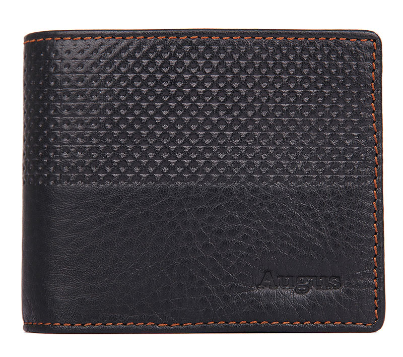 R-8147A-1 Unique Design Black Soft Cow Leather Mini Wallet Purse 