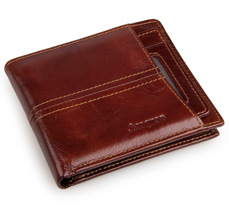 R-8107-3C High Quality Cow Leather Wallet Brown RFID Card Holder 