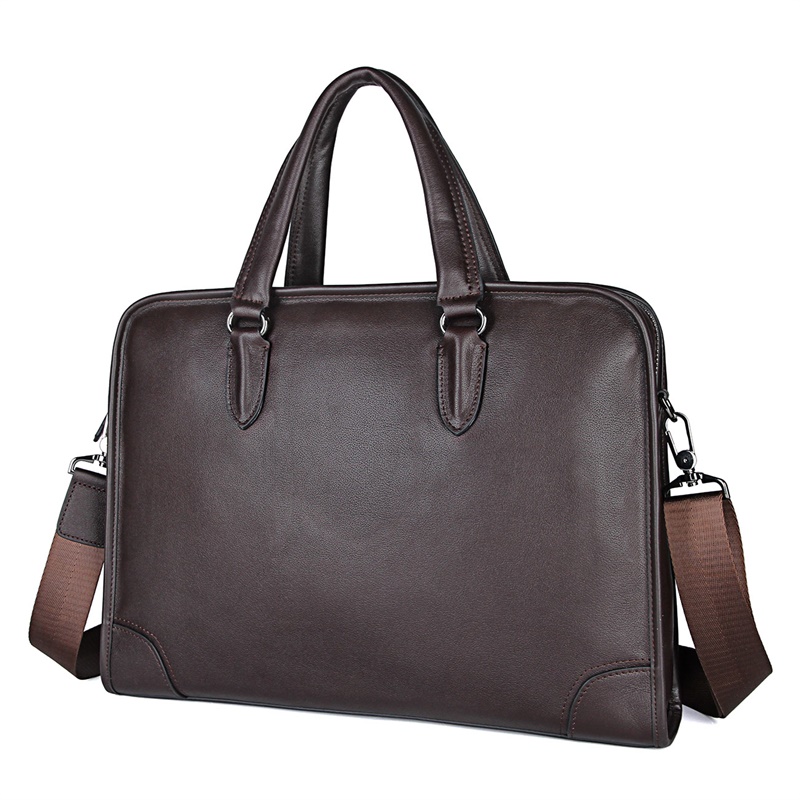 7402Q  Genuine Cow Leather Soft Handbag Laptop Bag for Men