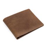 8029B Vintage Crazy Horse Leather Men's Credit Card Holder Wallet 