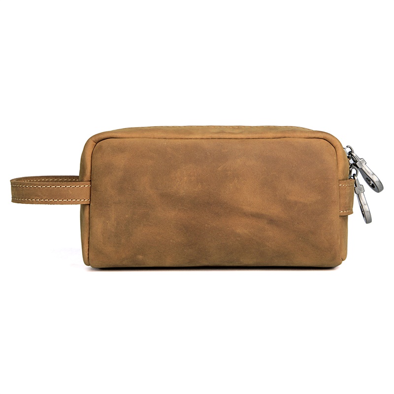 C013B  Crazy Horse Leather Cosmetic Handbag Washing Bag