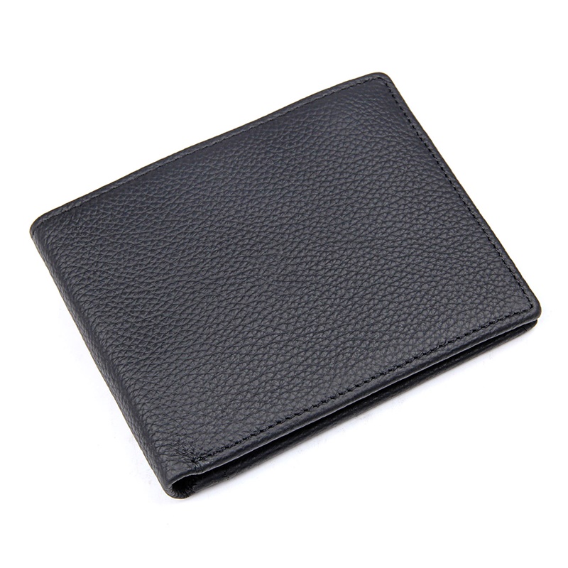 8054A 100% Real Genuine Leather Black Card Holder Purse Wallet Billfold 