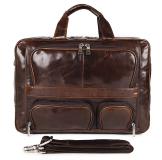 7289C 100% Genuine Vintage Leather Men's Coffee Briefcase Laptop Bag Busiess Bag