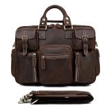 7028R Rare Crazy Horse Leather Men's Briefcase 15 Inches Laptop Bag Dispatch Travel Bag 