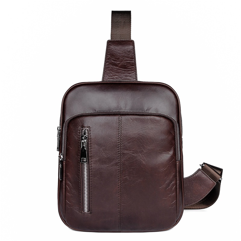 7215C Vintage Leather Fashion Men Coffee Chest Bag Backpack Messenger Bag