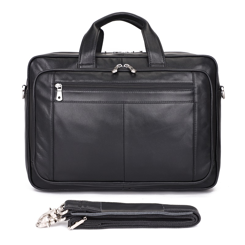 7320A-Y Leather Briefcase for Men Best Quality Zipper YKK Laptop Bag
