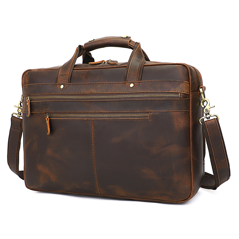 7389R-Y Leather Bag Handmade Briefcase