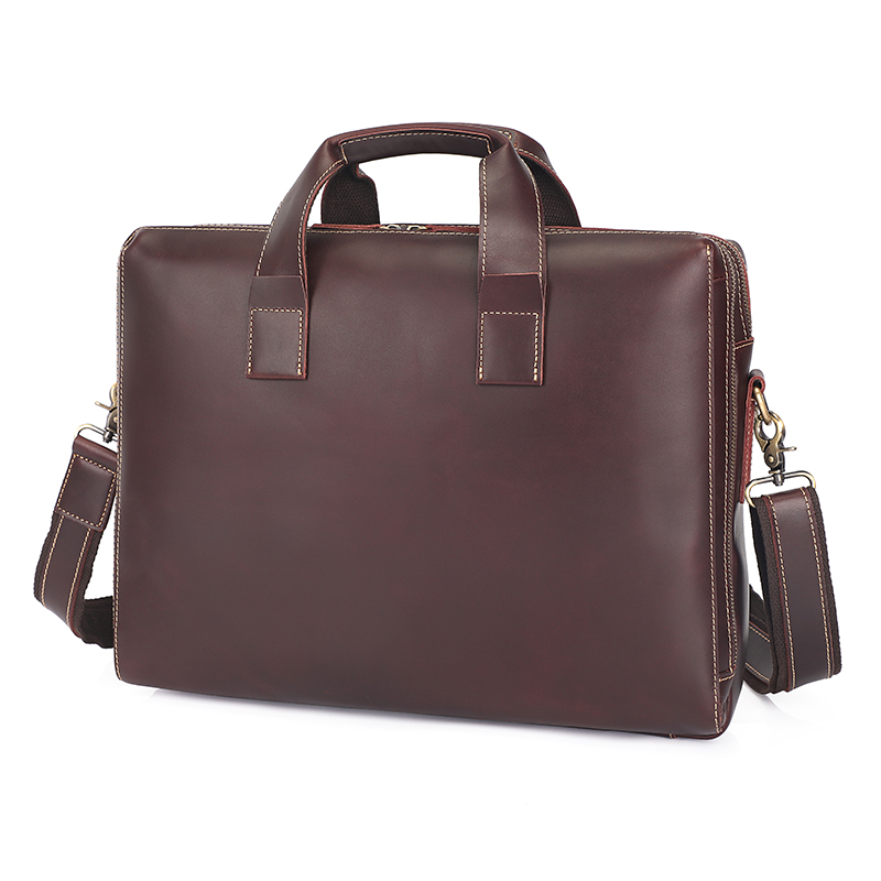 7167C Classic Vintage Leather Men's Coffee Hand Tiny Laptop Bag Briefcase Messenger