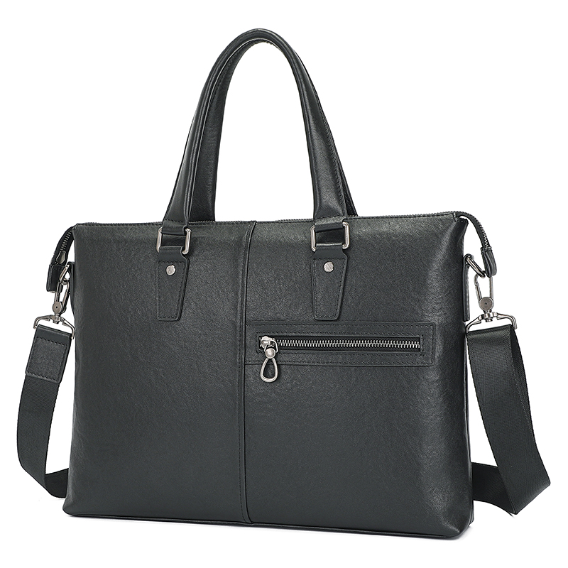 7431A Black Laptop Bag for Men Real Cow Leather Handbag