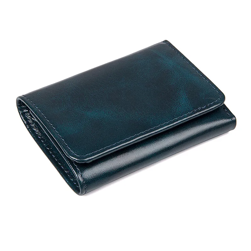 R-8177K High Quality Blue RFID Wallet Handmade Pocket Money Holder 