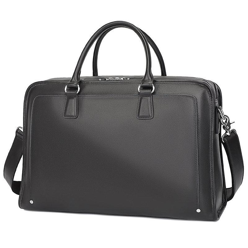 7434A Leather Black Cow Leather Handbag Travel Bag