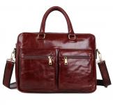 7270C Guarantee Genuine Cow Leather Men's Briefcase Handbag Mens Business Messenger Bag Reddish Brown