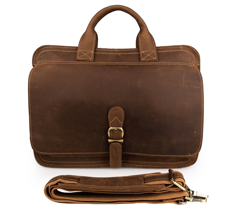 6020B Mens Crazy Horse Leather Briefcase Messenger Tool Bag
