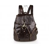 7286C 100% Genuine Leather Hiking Backpack Flap-over with Buckle