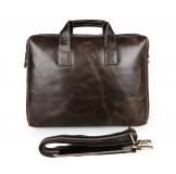 7167C-1 Coffee Color Genuine Leather Men's Double Zip Men's Briefcase Laptop Bag