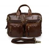 7026C Brown Genuine Vintage Leather Men's Backpack Briefcase Laptop Bag 5 Uses