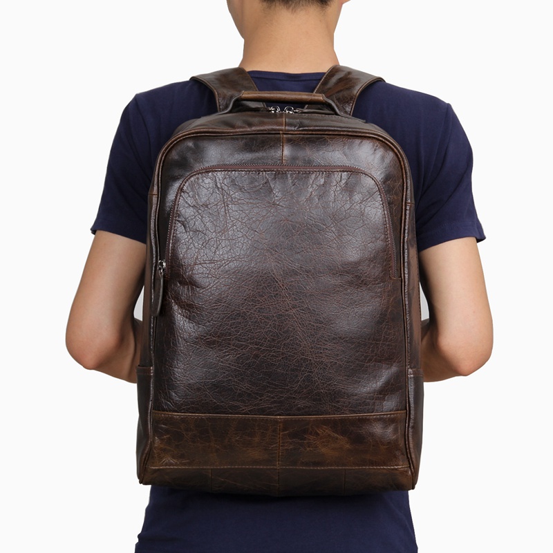7347C JMD Brand 2016 New Products Genuine Cow Leather Mens Leather Backpack Laptop School Bag
