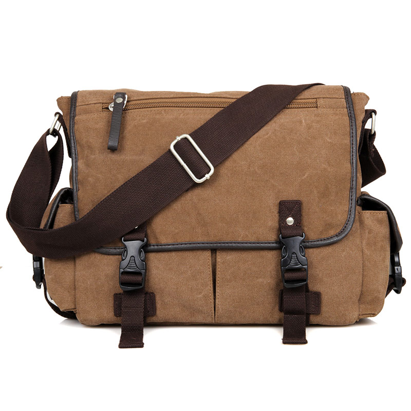 9035C Coffee Durable Leisure Canvas Outdoor Laptop Messenger Bags_Waist ...