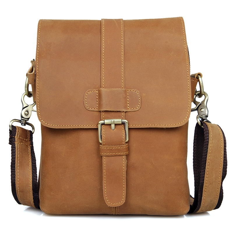 1005B Brown Cow Leather Men's Sling Bag Cross Body Bag_Messenger_Men's ...