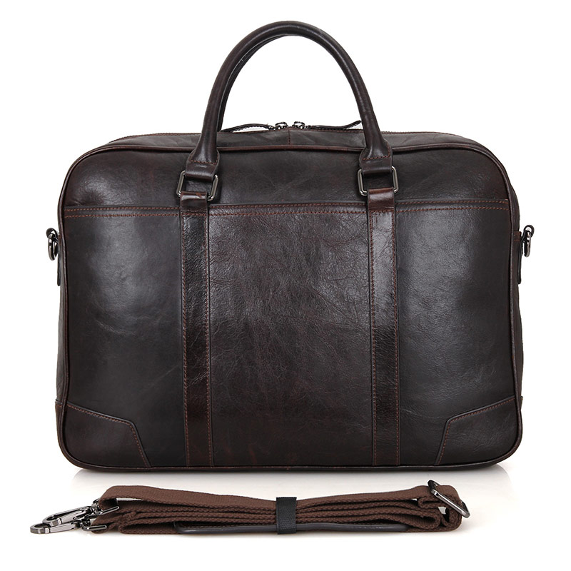 7349Q-1 100% Genuine Vintage Leather Men's Chocolate Briefcase Laptop Bag Mens Office Busiess Bag