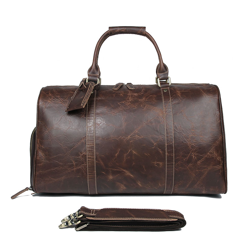 X-7077LC Light Brown Real Cow Leather Travel Bag for Shoes