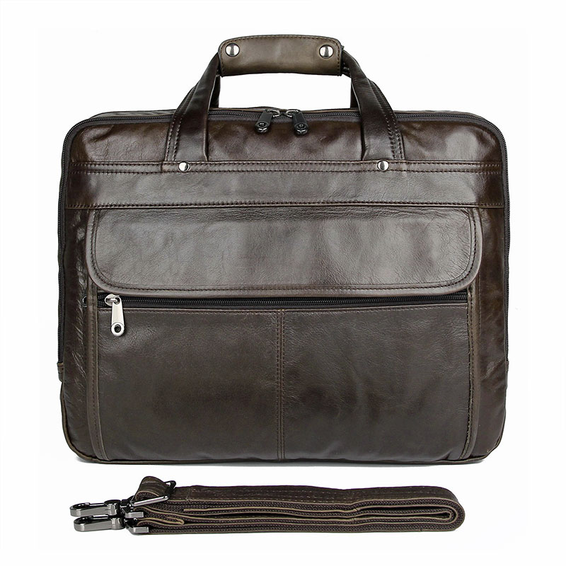 7146J Guarantee Genuine Cow Leather Men's Briefcase Handbag Messenger Bag