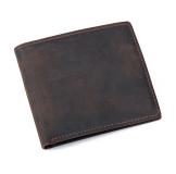 8077R Genuine Crazy Horse Leather Men's Pocket Purse 