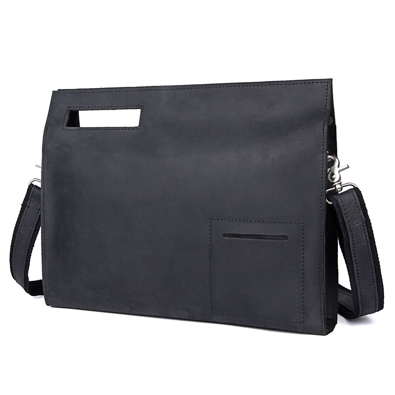A0011AL Real Cow Leather Handbag Black Document Bag