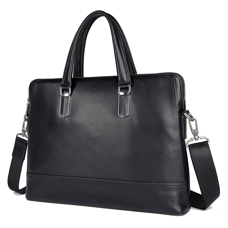 7421A  Black Real Cow Leather Bag Men's Laptop Bag