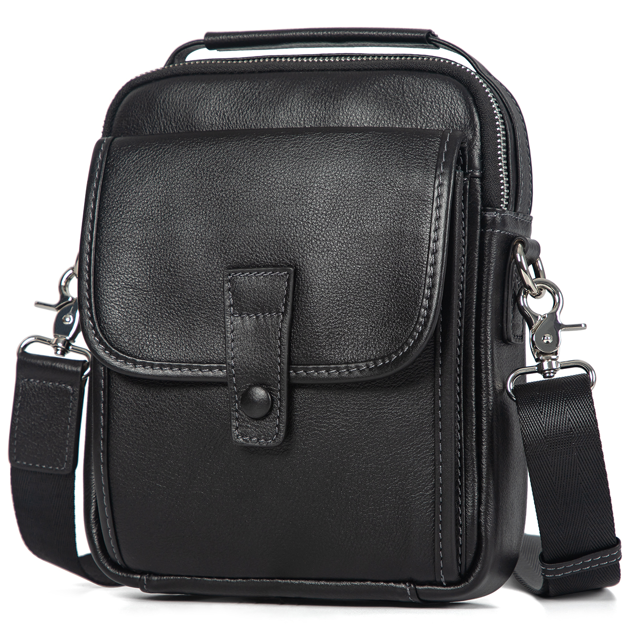 Real Cowhide Leather Messenger Bag Men's Shoulder Bag Mini Bag